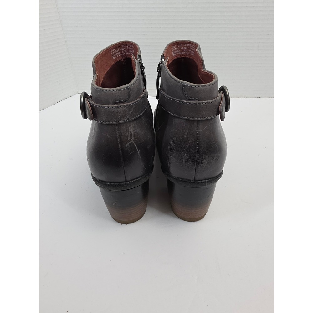 Dansko Maria Grey Leather Waterproof Ankle Boots Side Zip Buckle 39 US 8.5-9 - Picture 2 of 6